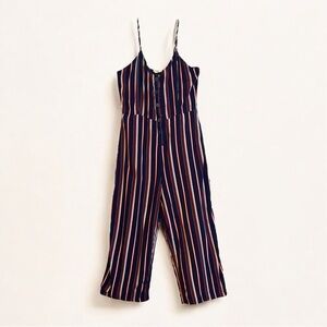 Garage Striped Cropped Jumpsuit – Navy Red White | Wide Leg Viscose Size S